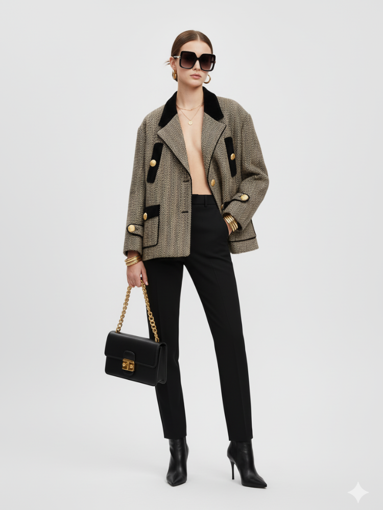 WEST VILLAGE Herringbone Tweed Jacket BYMANYC ® New York Pea Coat