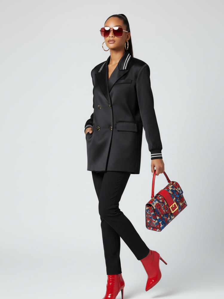 MIDTOWN Glossy Long Satin Tunic Blazer BYMANYC ® New York