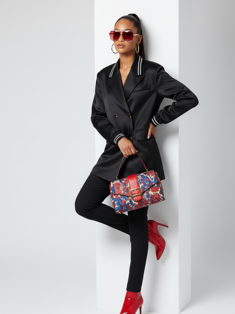 MIDTOWN Glossy Long Satin Tunic Blazer BYMANYC ® New York