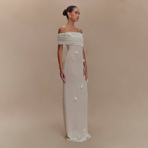 Women Knitted Floating Floral Solid Color Beach Bikini Swimsuit Cover Up Sun Protective Clothing Dress