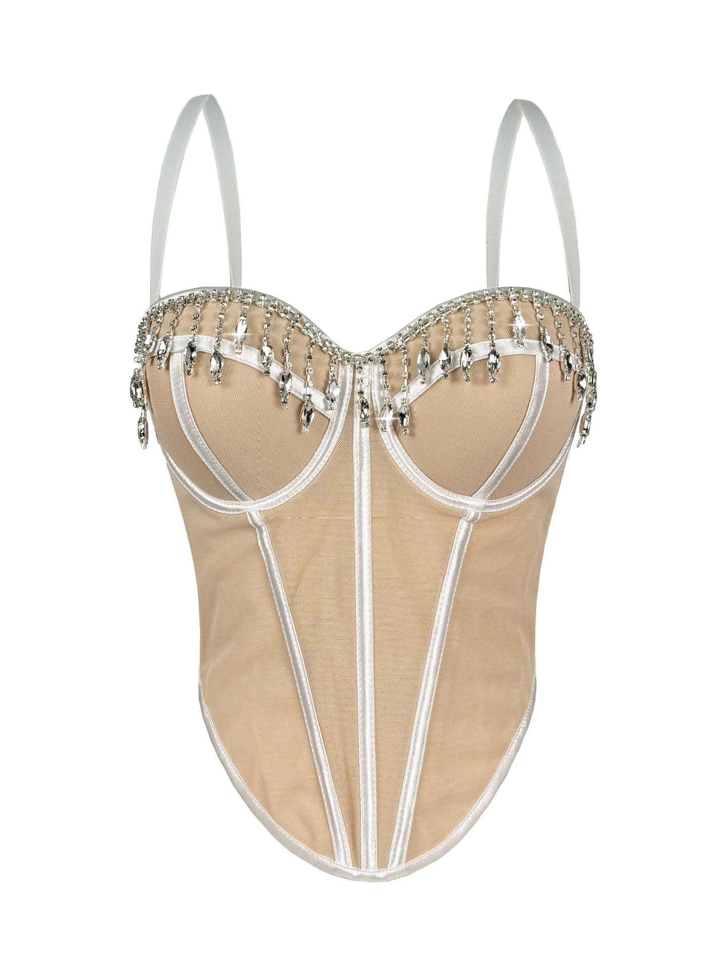 Rhinestone Tassel Boning Corset Top Boning Many Colors Formal Evening Bustier