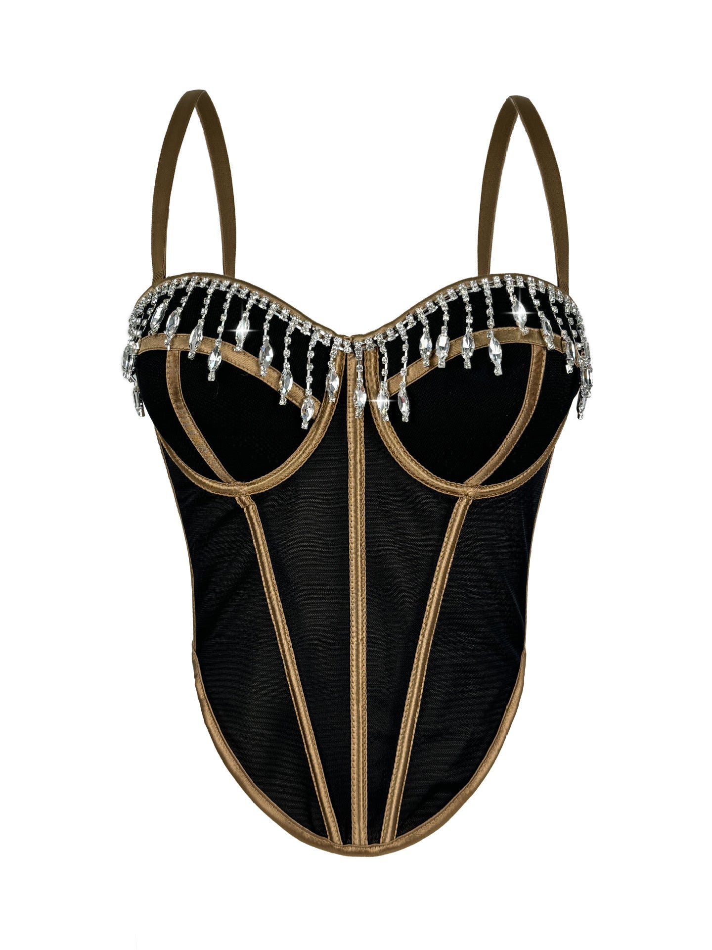 Rhinestone Tassel Boning Corset Top Boning Many Colors Formal Evening Bustier