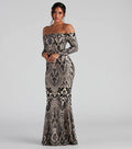 Elegant Sequined off shoulder Cocktail Evening Maxi Dress Formal