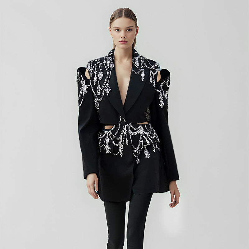 Formal Wear Summer Heavy Industry Beads High-Grade Blazer Rhinestone Long