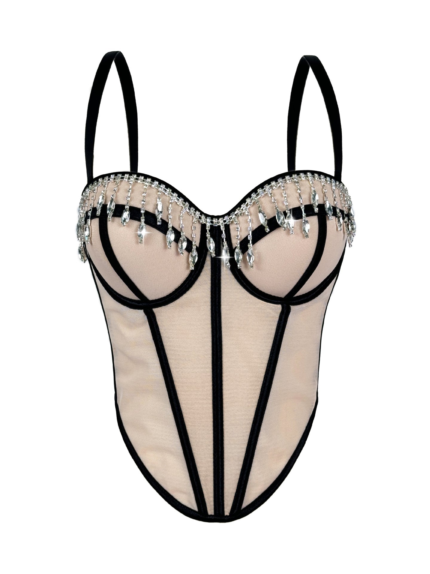 Rhinestone Tassel Boning Corset Top Boning Many Colors Formal Evening Bustier