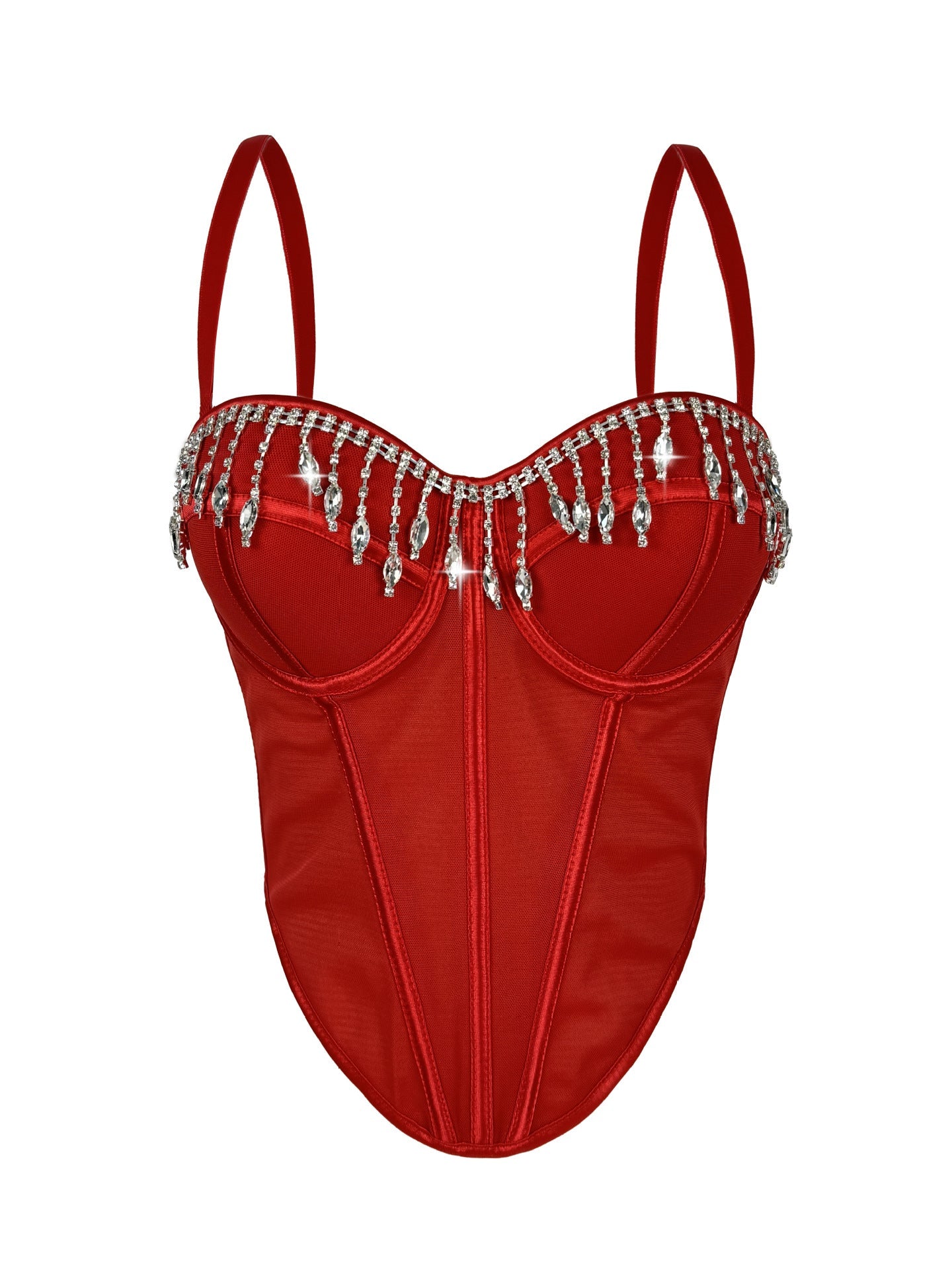 Rhinestone Tassel Boning Corset Top Boning Many Colors Formal Evening Bustier