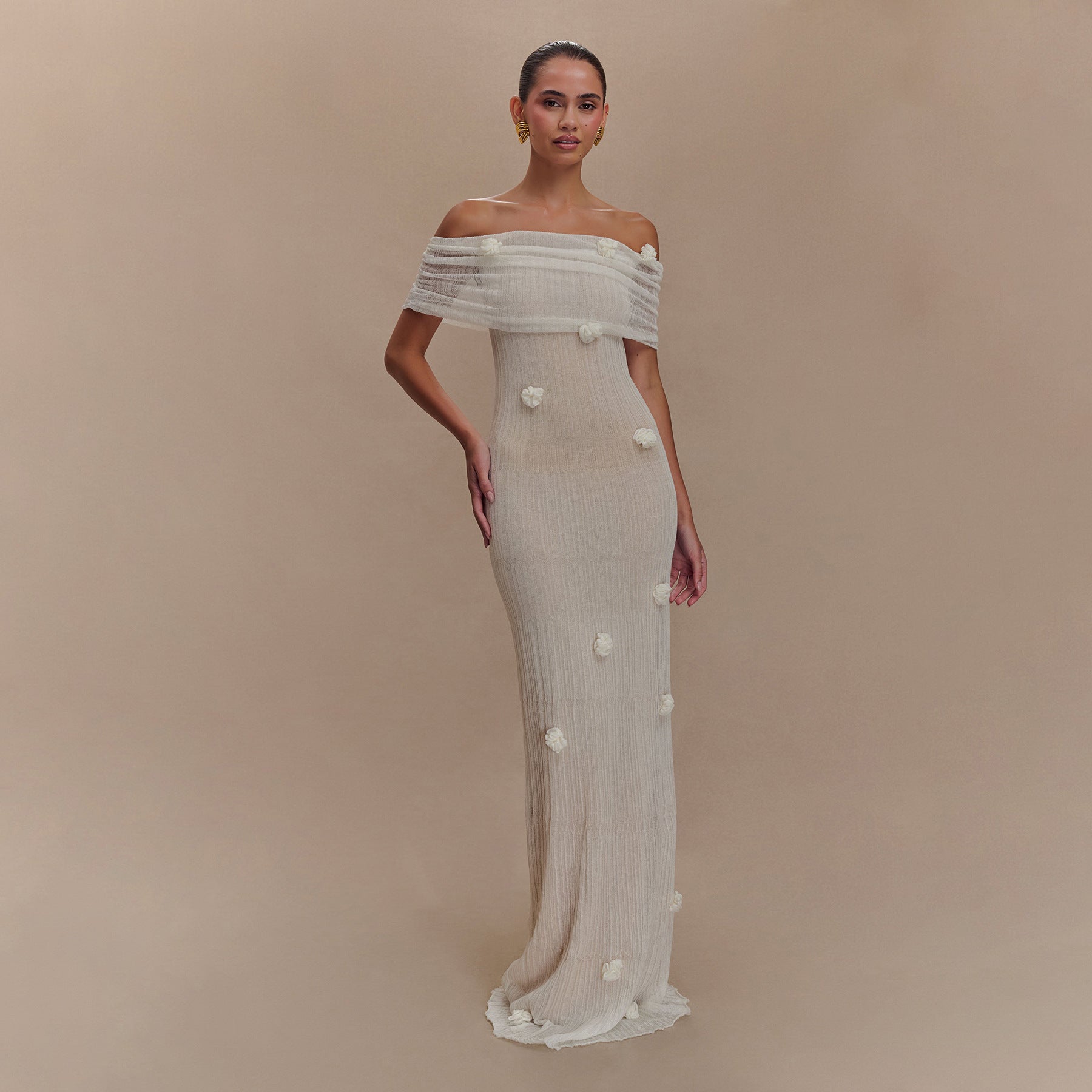 Women Knitted Floating Floral Solid Color Beach Bikini Swimsuit Cover Up Sun Protective Clothing Dress