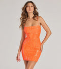 Spring Summer Sequin Sling Orange Sheath Short Evening Dress Prom Formal