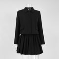 Ladies Fall Long Sleeved Office Skirt Set suit jacket 2PC black career business