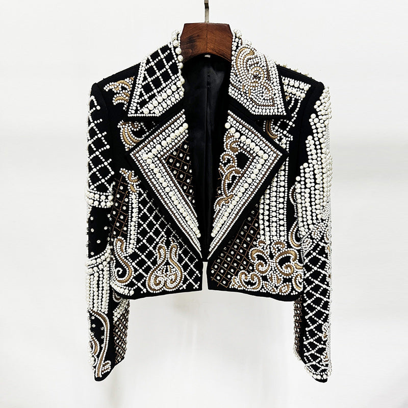 Luxury Embroidered Beads Rhinestones Short Coat Jacket Elegant Dressy
