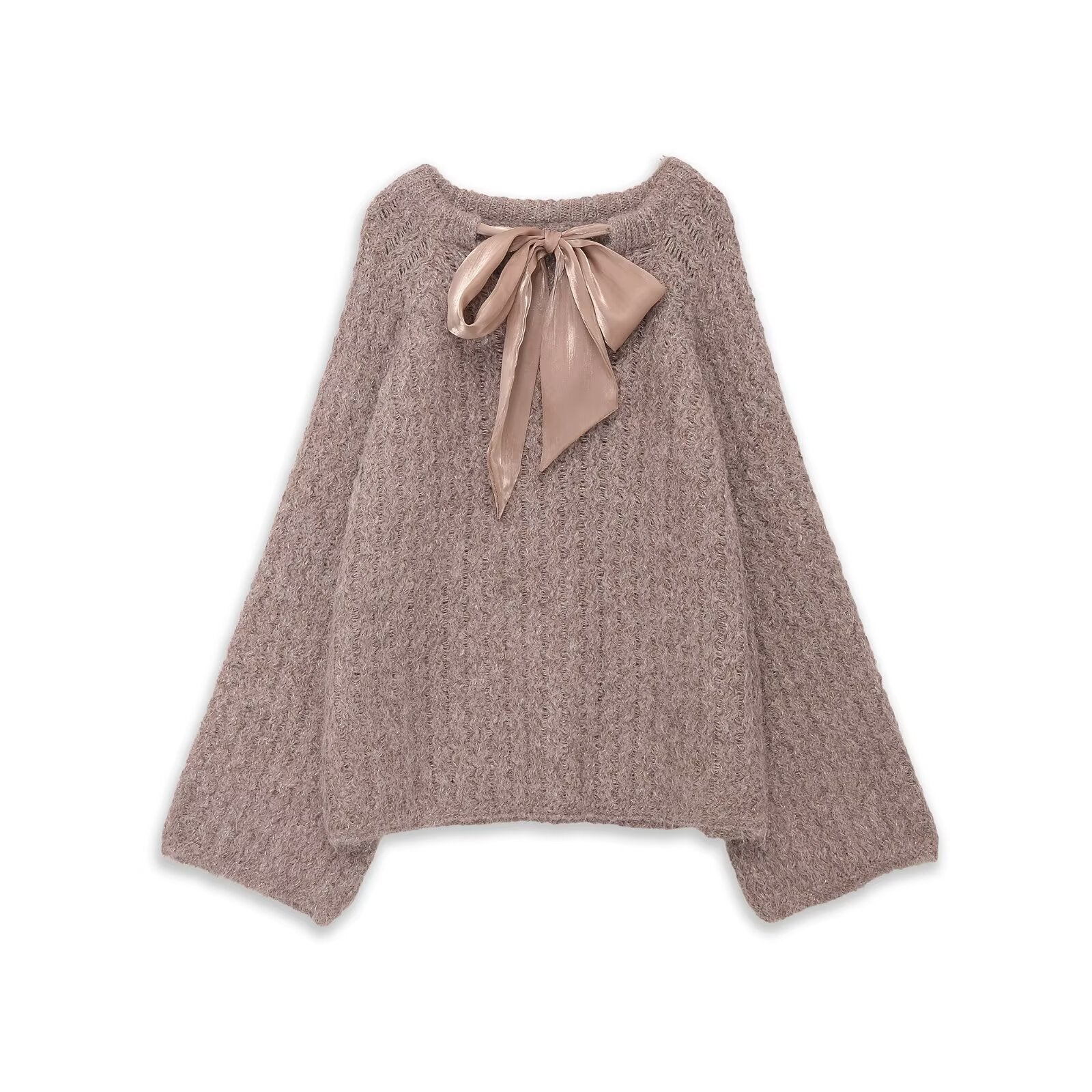 Oversize Mohair Knit Sweater With Satin Bow SOHO FASHION BYMANYC ® New York