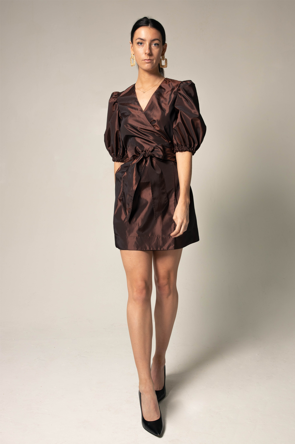 Power Bordeaux Red Wrap Dress – Elegant Designer Boutique Le Reussi