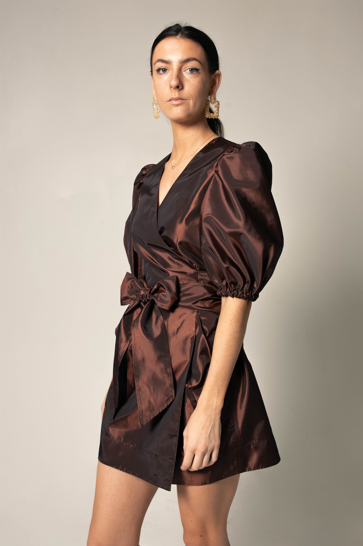 Power Bordeaux Red Wrap Dress – Elegant Designer Boutique Le Reussi