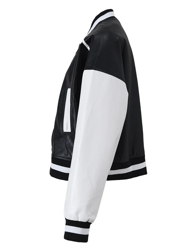 PU Leather Jacket, Lower East Side BYMANYC ® New York Varsity letterman's