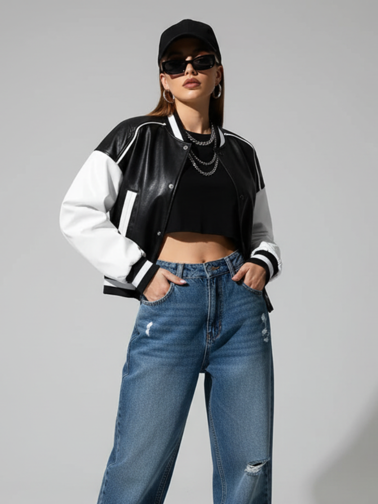 PU Leather Jacket, Lower East Side BYMANYC ® New York Varsity letterman's