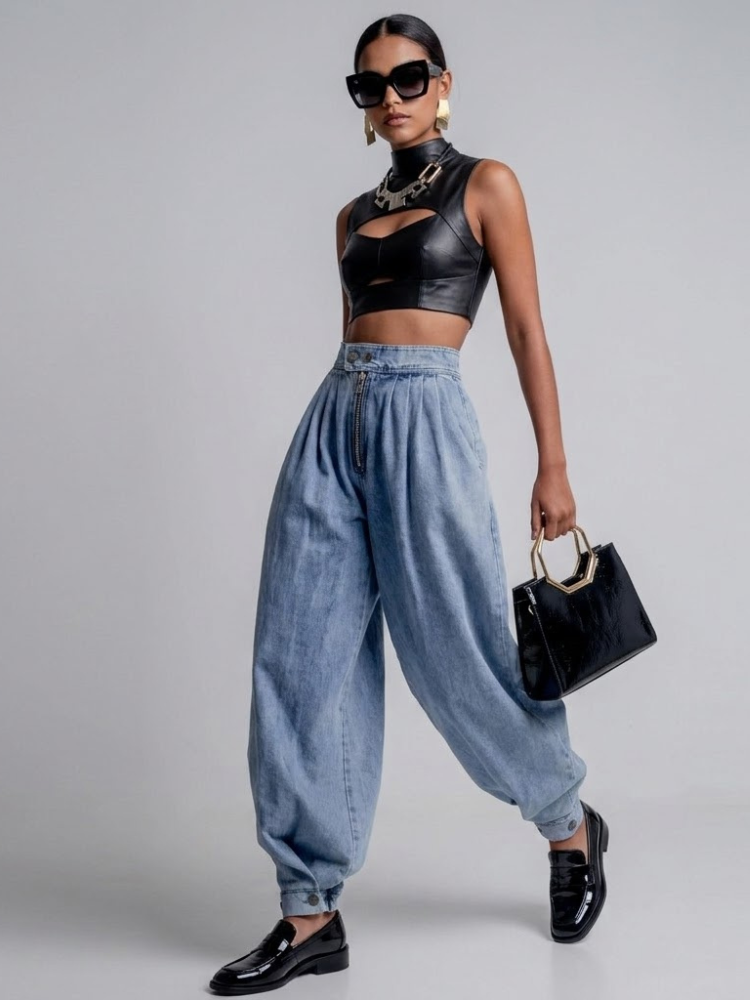 Ladies Pants BYMANYC ® New York SOHO LUXE barrell leg jeannie slacks jeans
