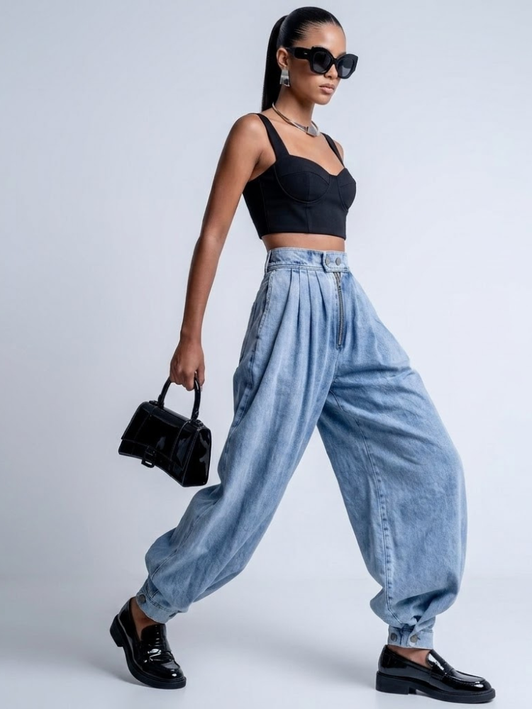 Ladies Pants BYMANYC ® New York SOHO LUXE barrell leg jeannie slacks jeans