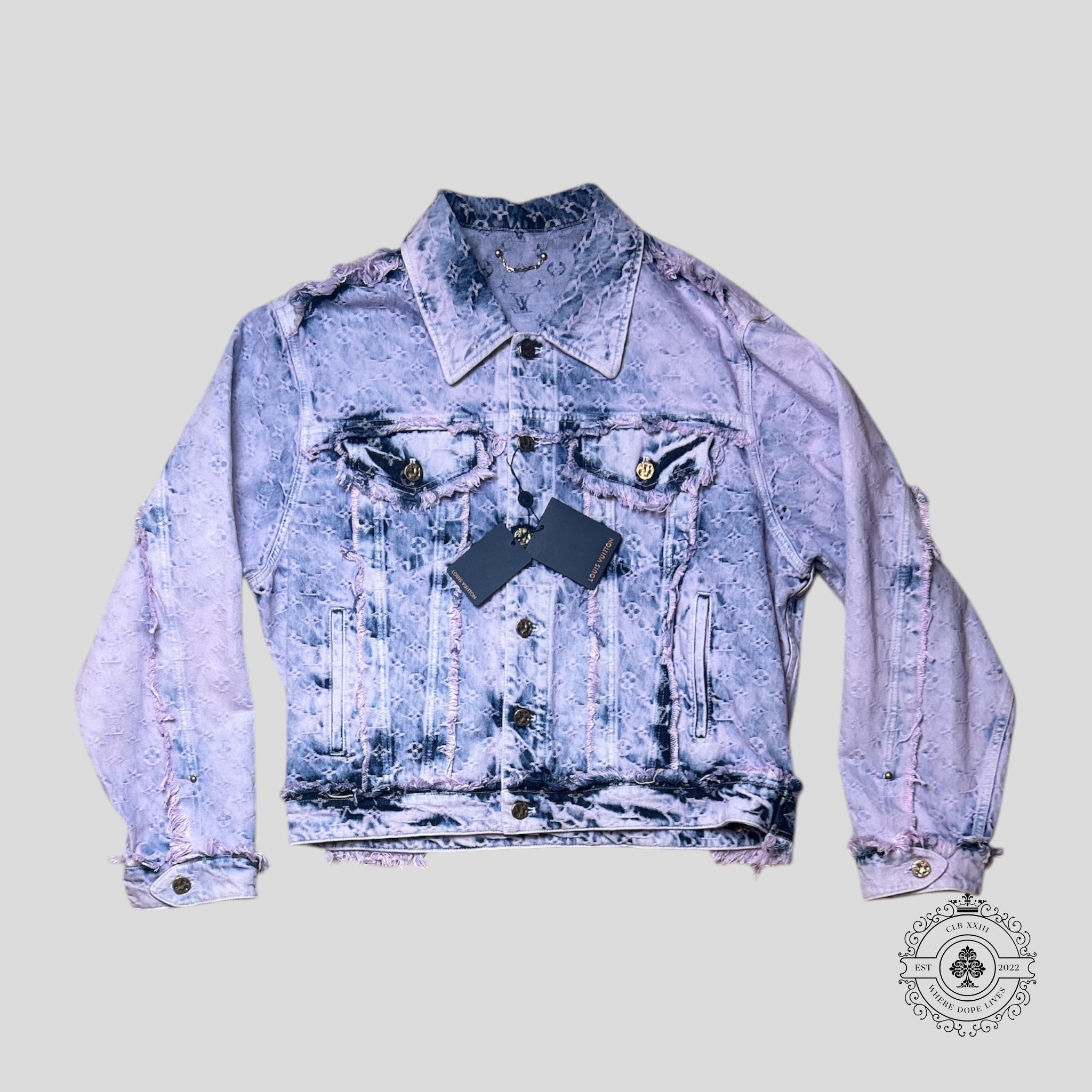 Louis Vuitton Fringed Monogram Boyhood Denim Jacket in Purple jean men's unisex 52