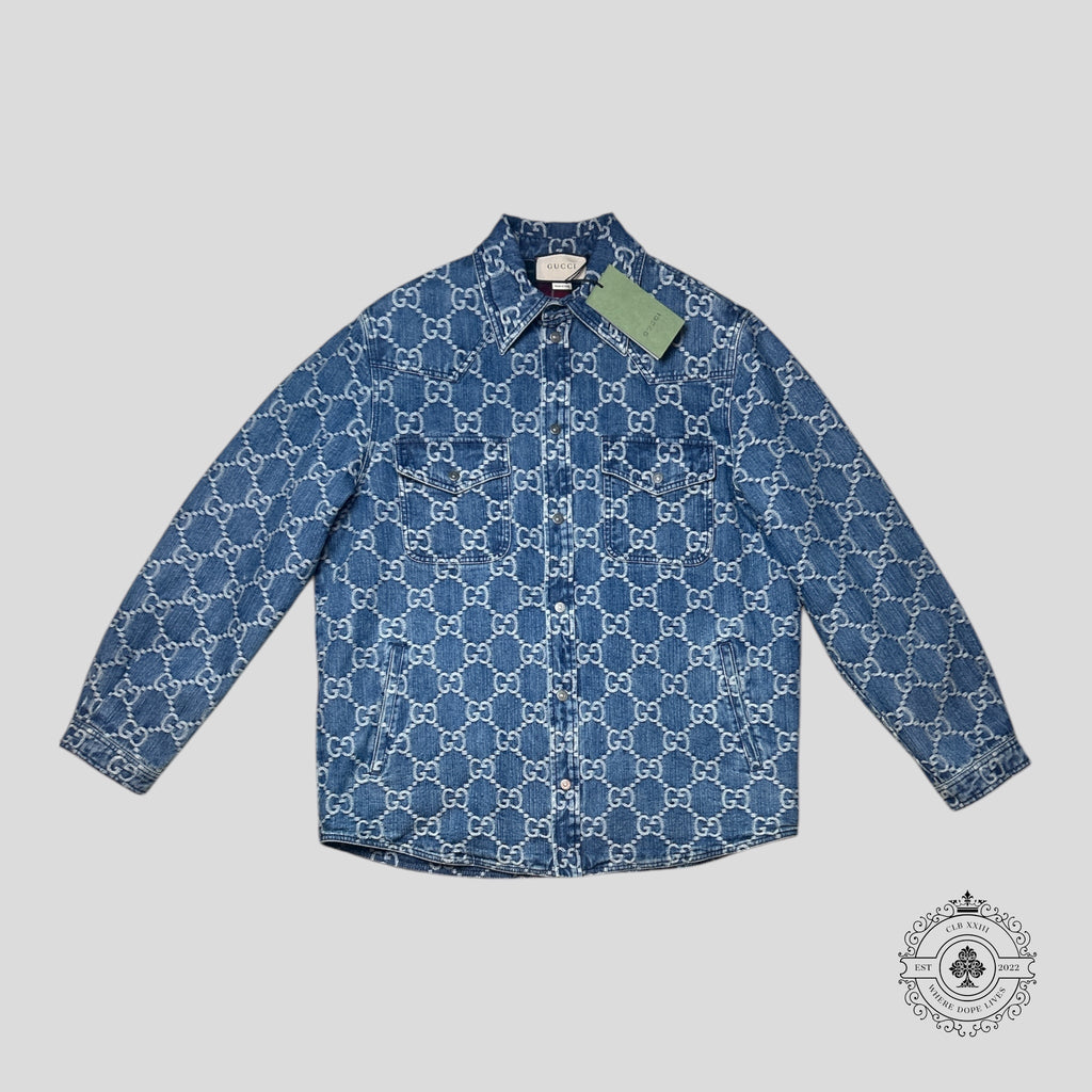 Gucci Jacquard Denim Jacket in Medium Wash 48