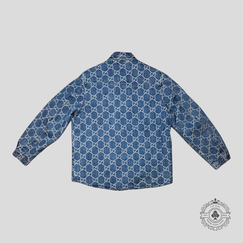 Gucci Jacquard Denim Jacket in Medium Wash 48
