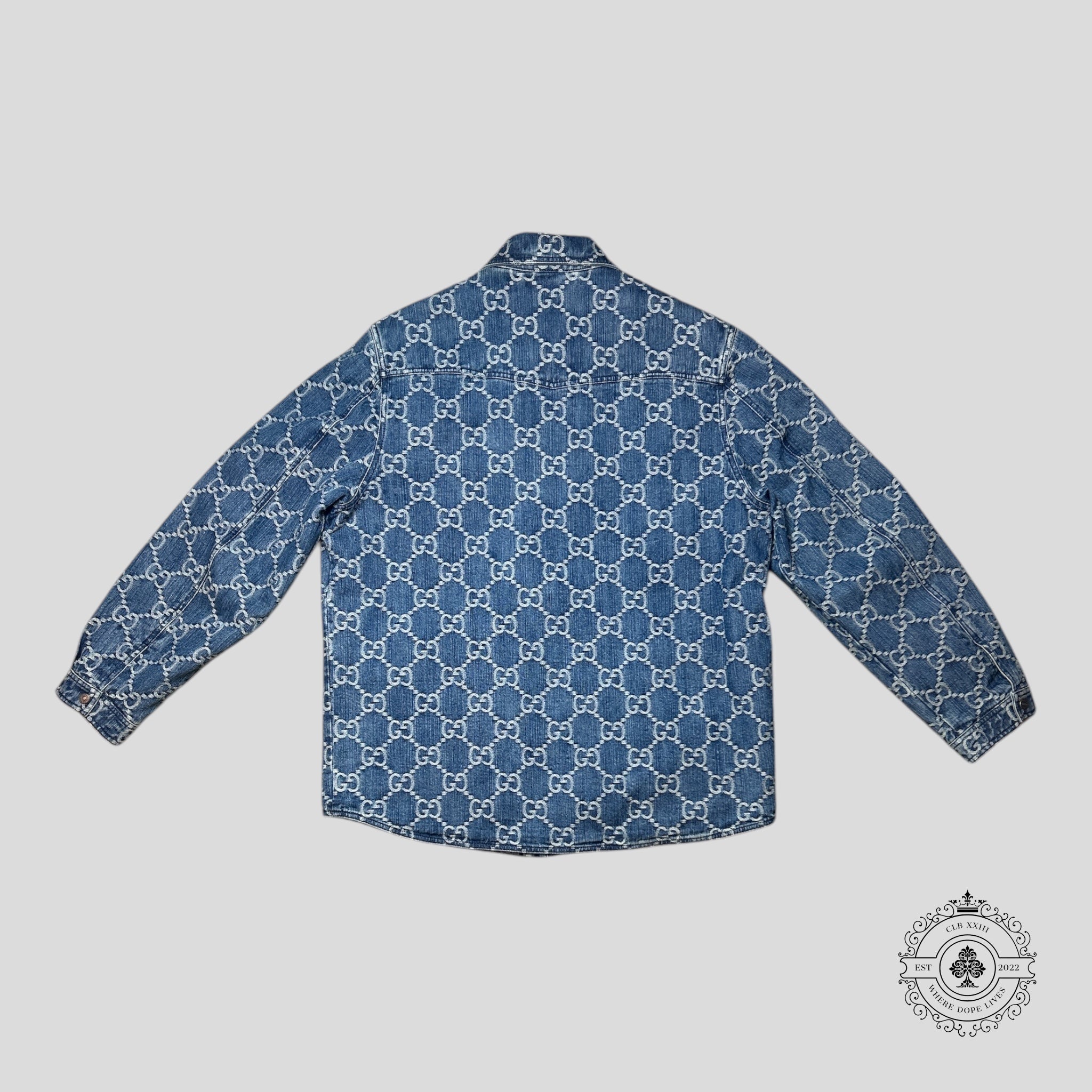 Gucci Jacquard Denim Jacket in Medium Wash 48