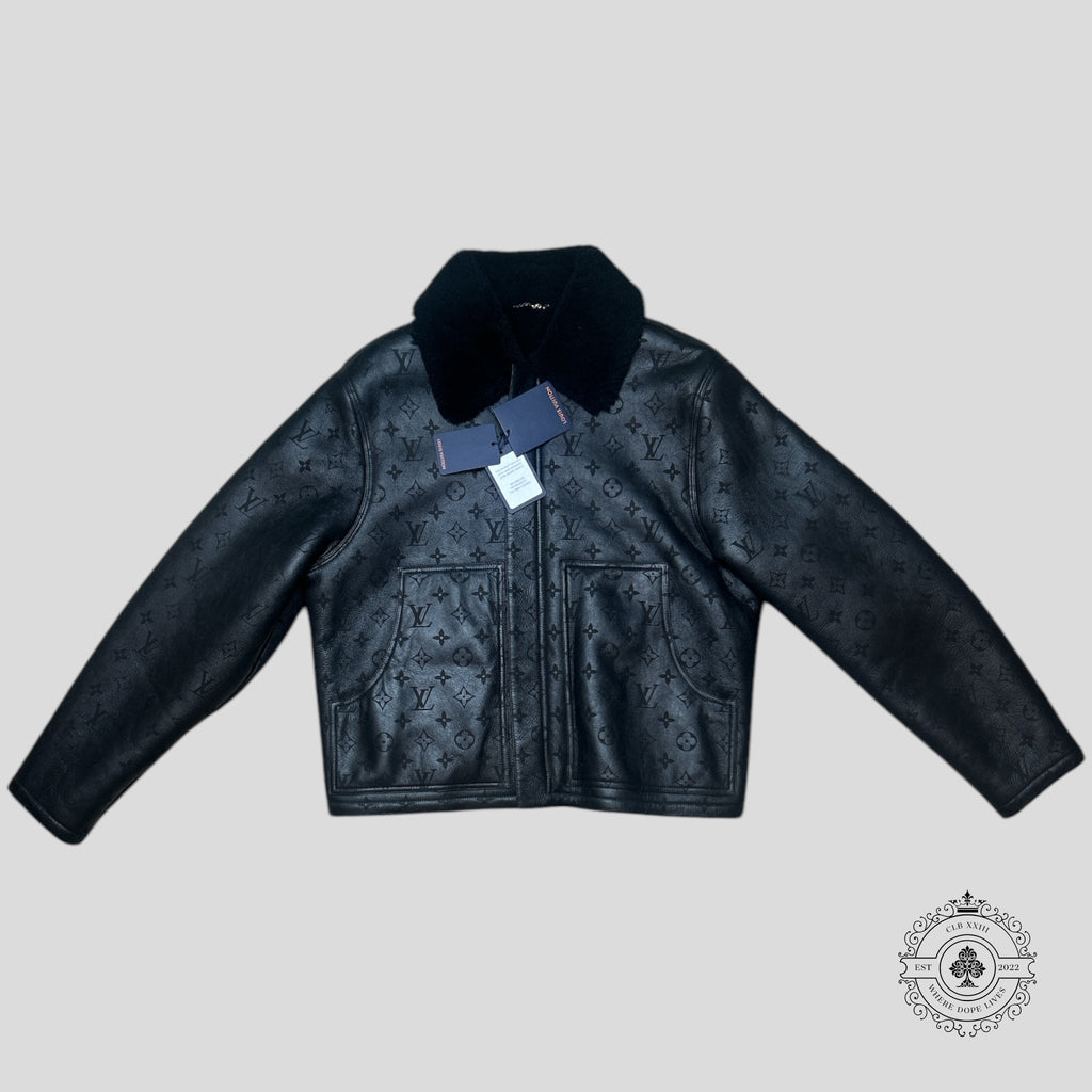 Louis Vuitton Shearling Embossed Monogram Jacket in Black Coat LV 52