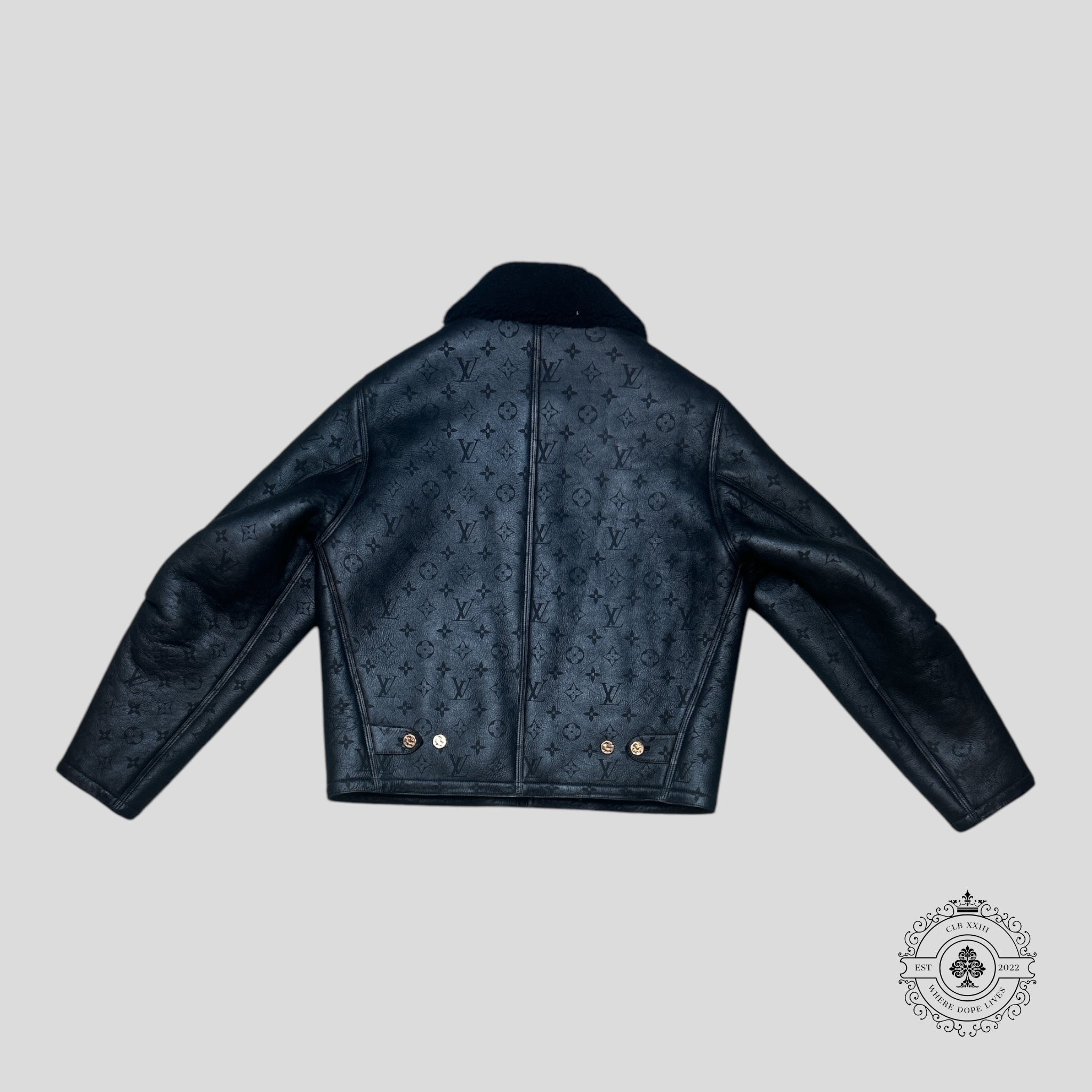 Louis Vuitton Shearling Embossed Monogram Jacket in Black Coat LV 52