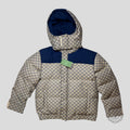 Gucci Jacquard Puffer Jacket in Tan/Brown/Blue men's 50 coat