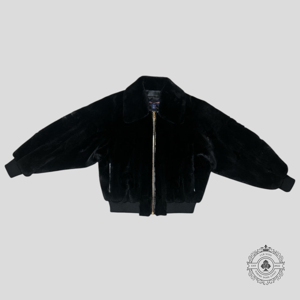 Louis Vuitton Monogram Mink Coat Bomber Jacket in Black men's unisex