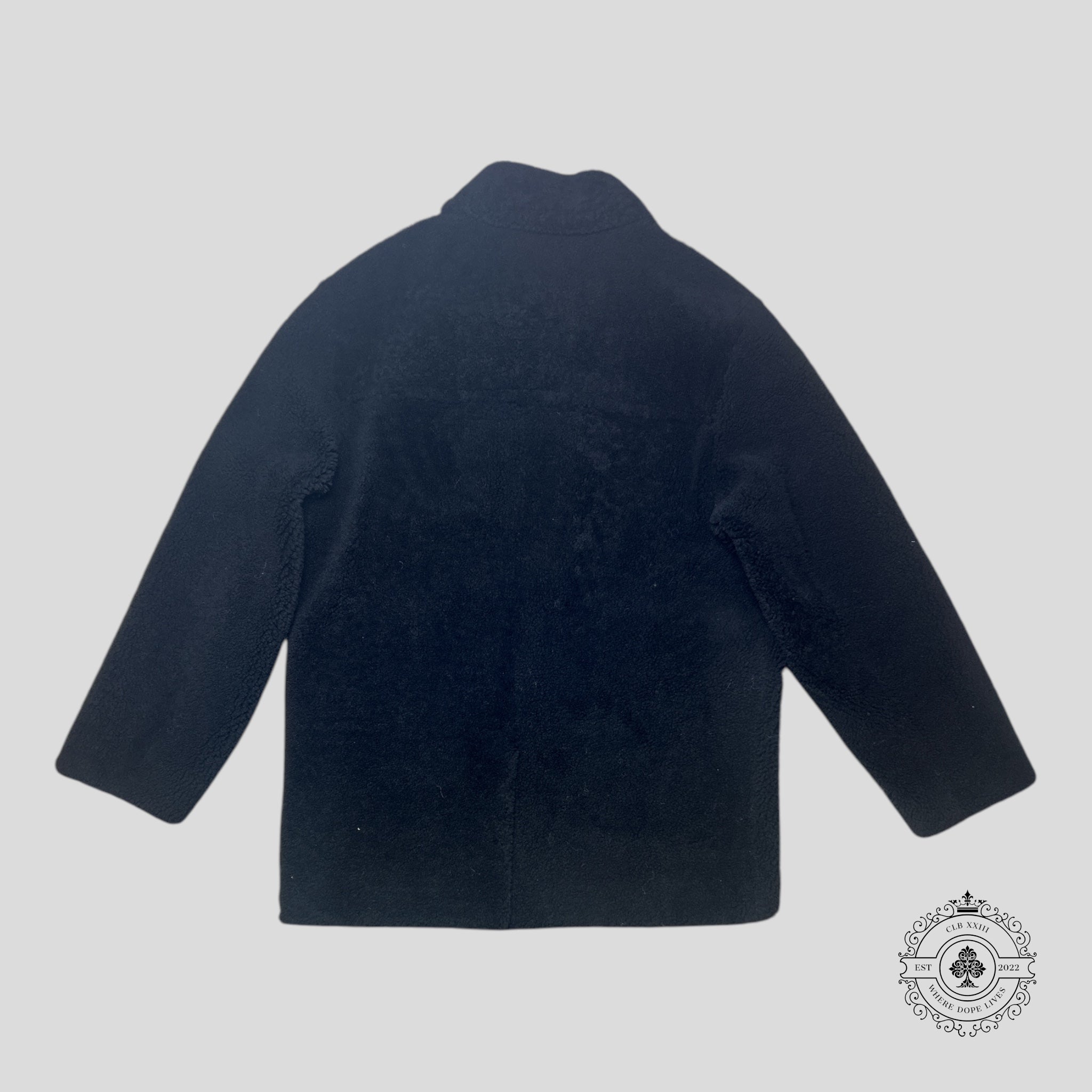 Louis Vuitton Shearling and Embossed Monogram Leather Business Coat in Black 50
