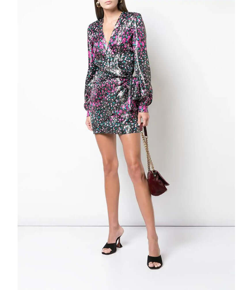 Eugina Fuchsia Short Dress Silk Maison Beverly Hills Raquel Diniz