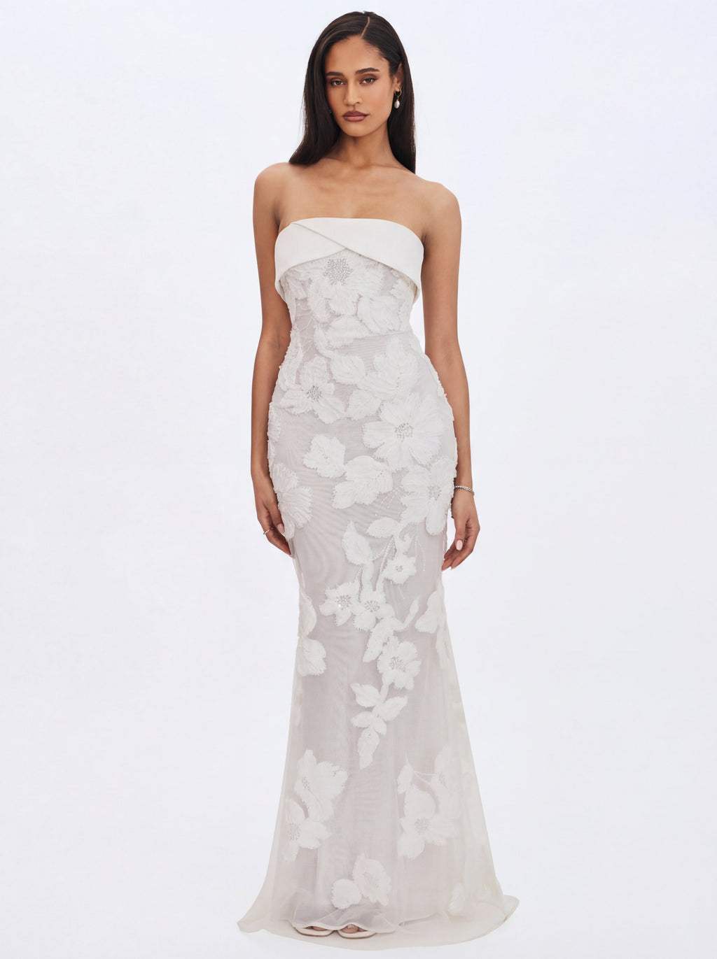 Raphaela White Floral Strapless Mermaid Wedding Dress