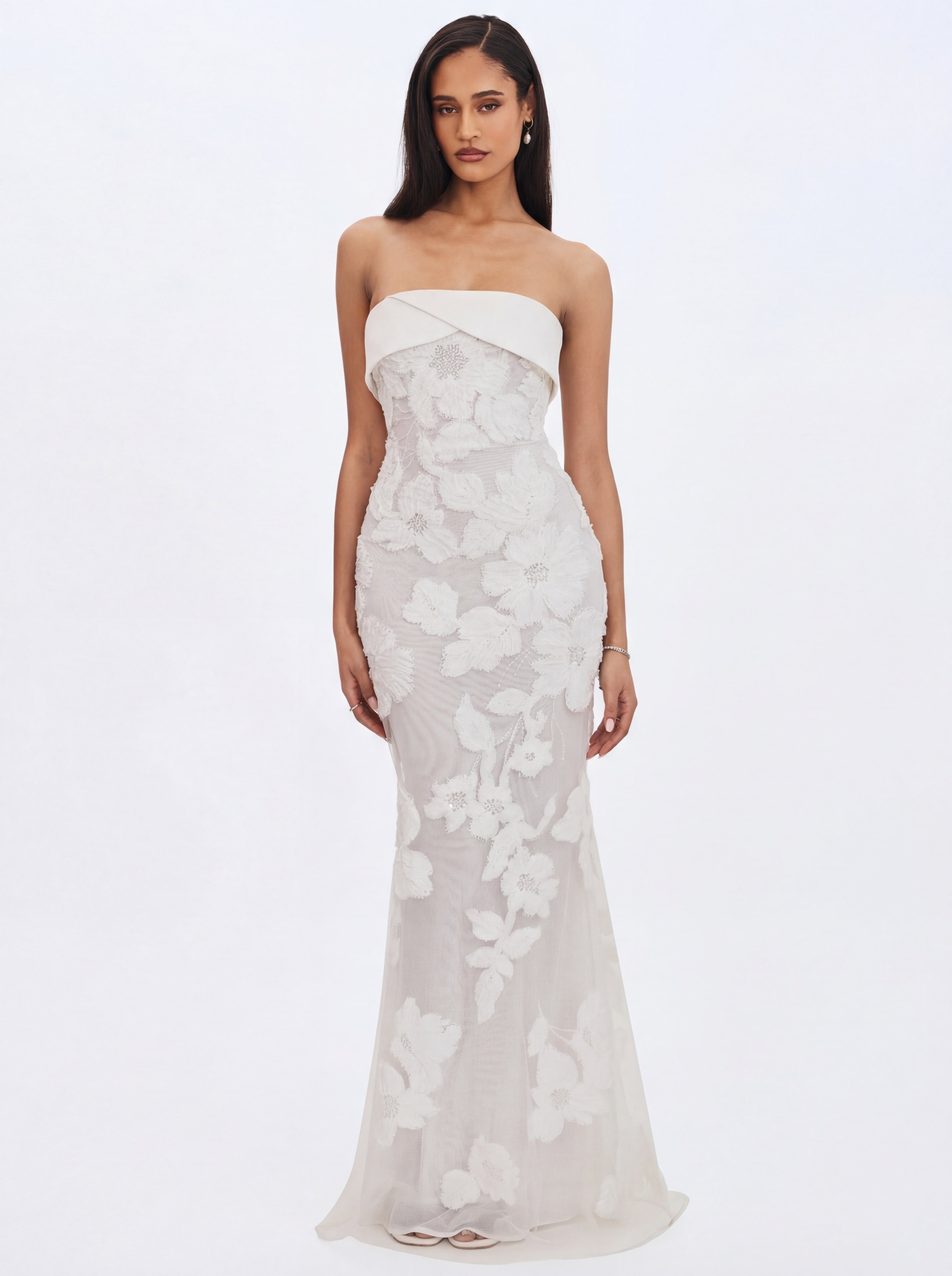 Raphaela White Floral Strapless Mermaid Wedding Dress