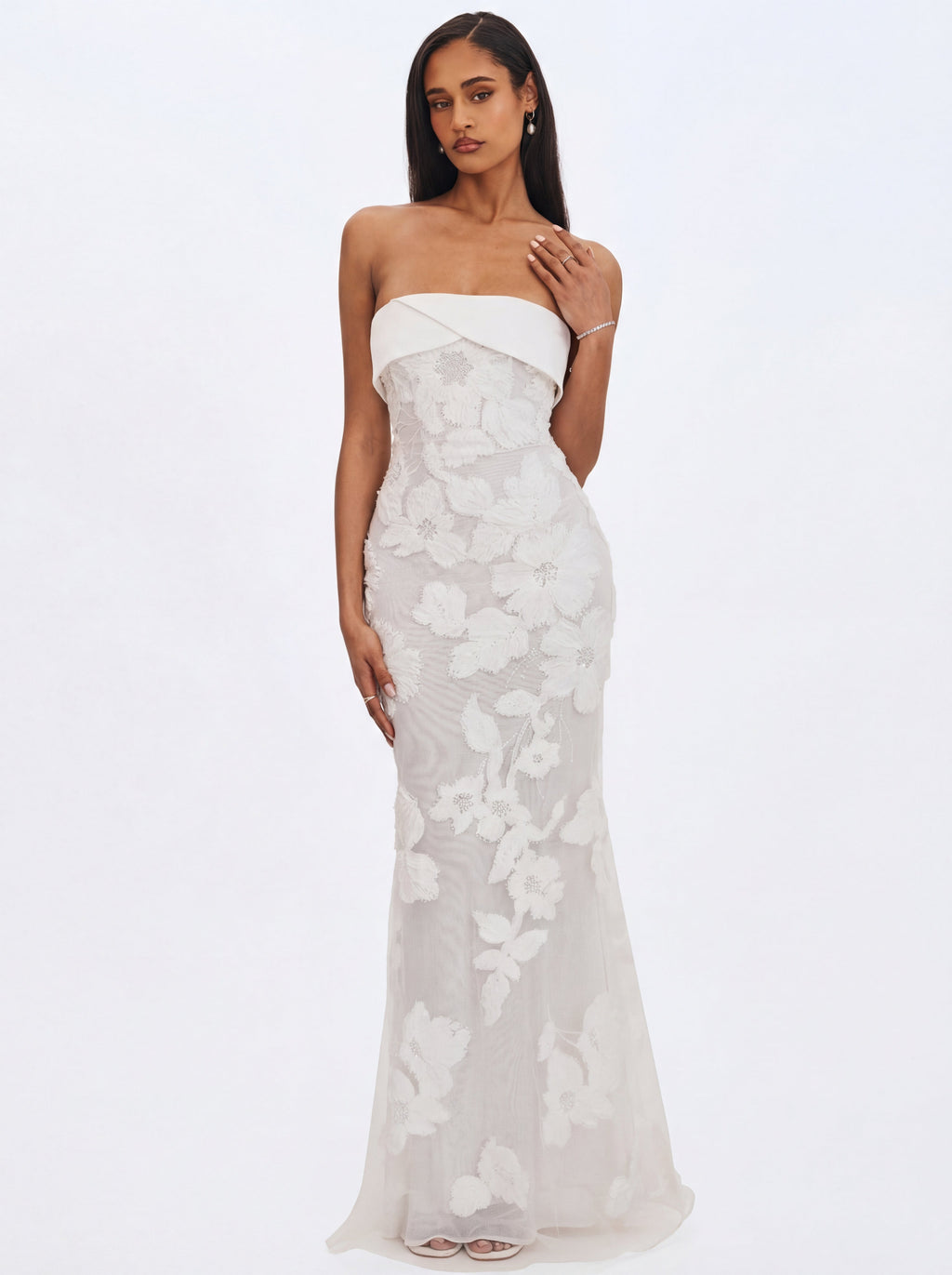 Raphaela White Floral Strapless Mermaid Wedding Dress