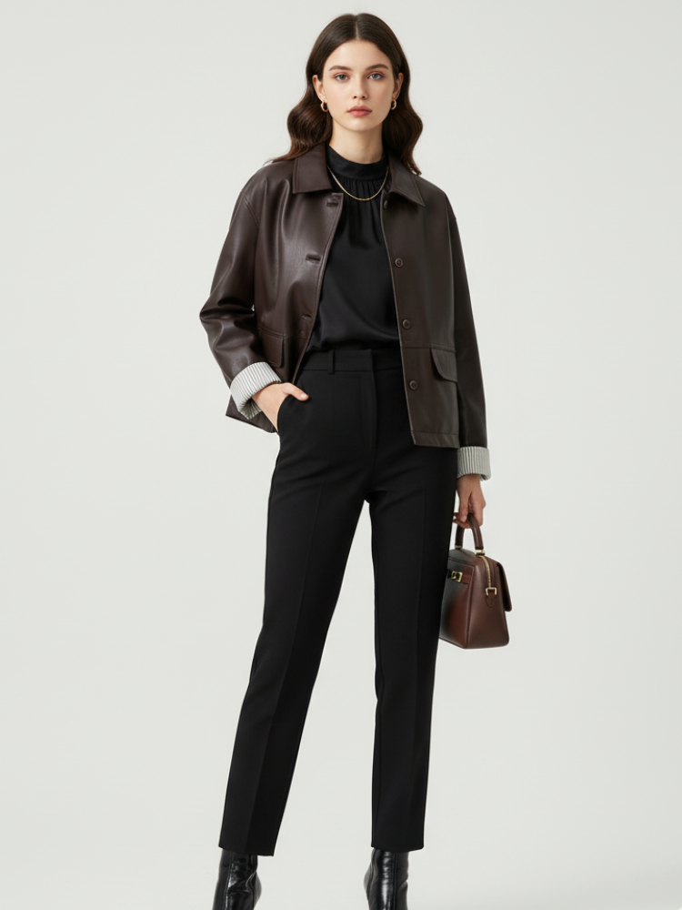 Retro PU Leather Jacket ladies coat Brooklyn Heights, BYMANYC New York.