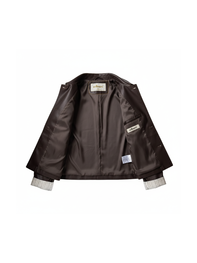 Retro PU Leather Jacket ladies coat Brooklyn Heights, BYMANYC New York.