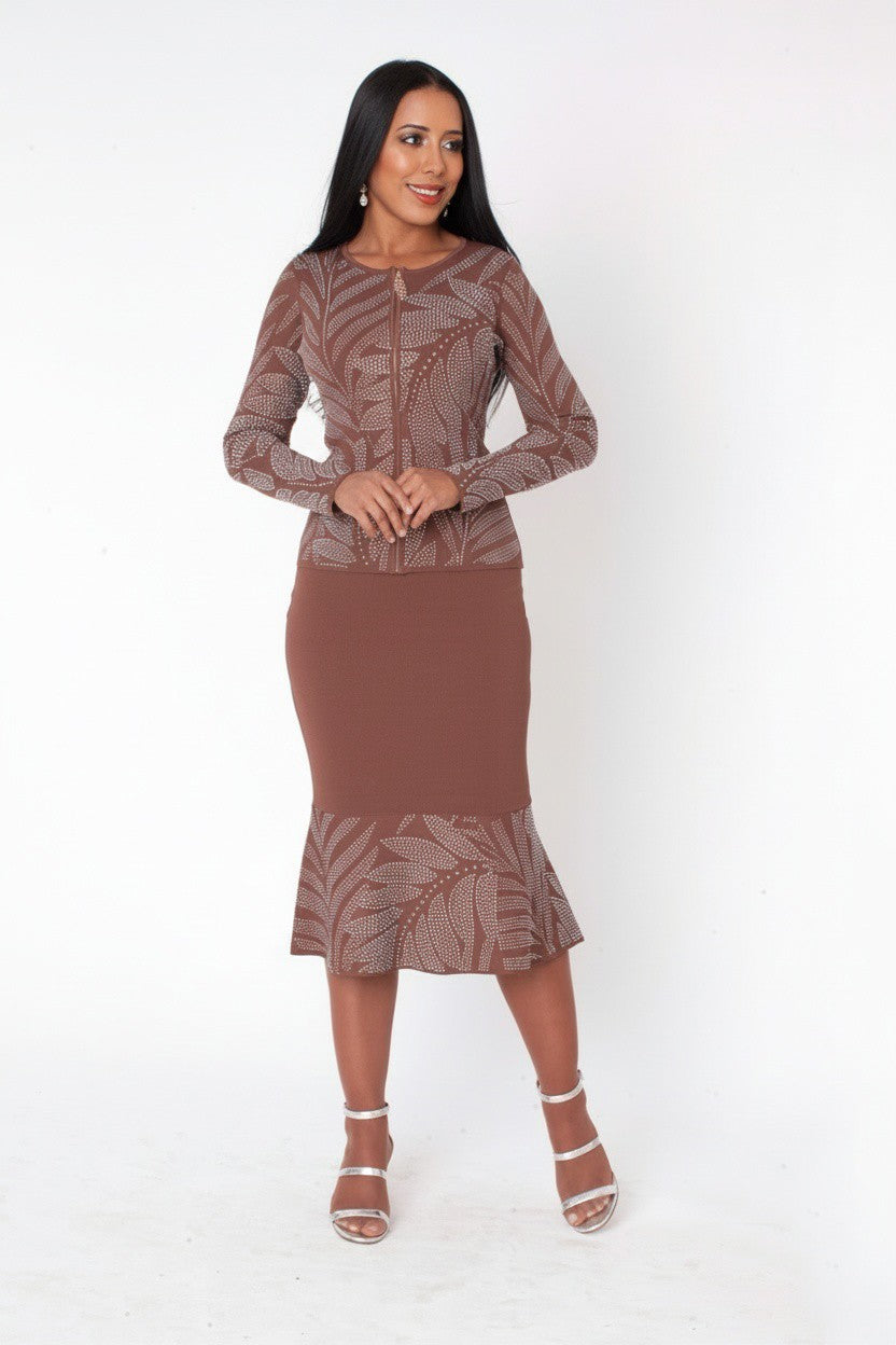 Rhinestone Knit Jacket & Mermaid Skirt Set Suit- 5396 Church career