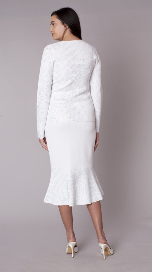 Rhinestone Knit Jacket & Mermaid Skirt Set Suit- 5396 Church career