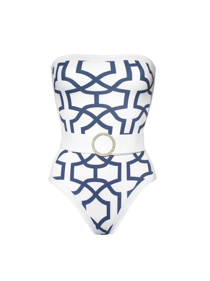 Geometric Shapes one piece swimsuit kimono