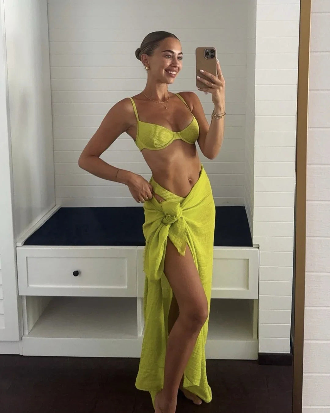 Paradiso three piece swimsuit bikini sarong skirt set padded
