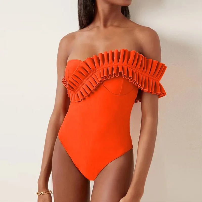 Sariel one piece swimsuit ruffle one shoulder convertible