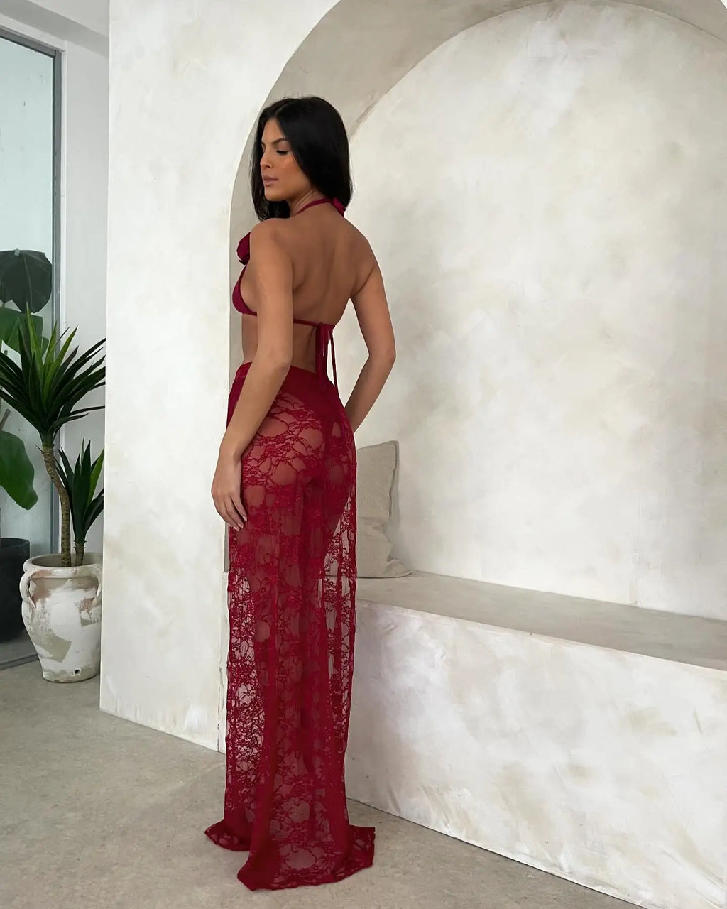 Yelia three piece swimsuit set bikini and cover-up sarong skirt