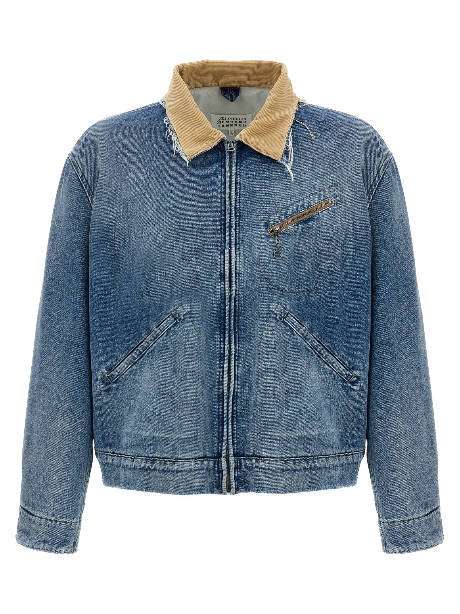 Maison Margiela Men's Denim Blue Jean Jacket cotton w/cord collar trucker 52
