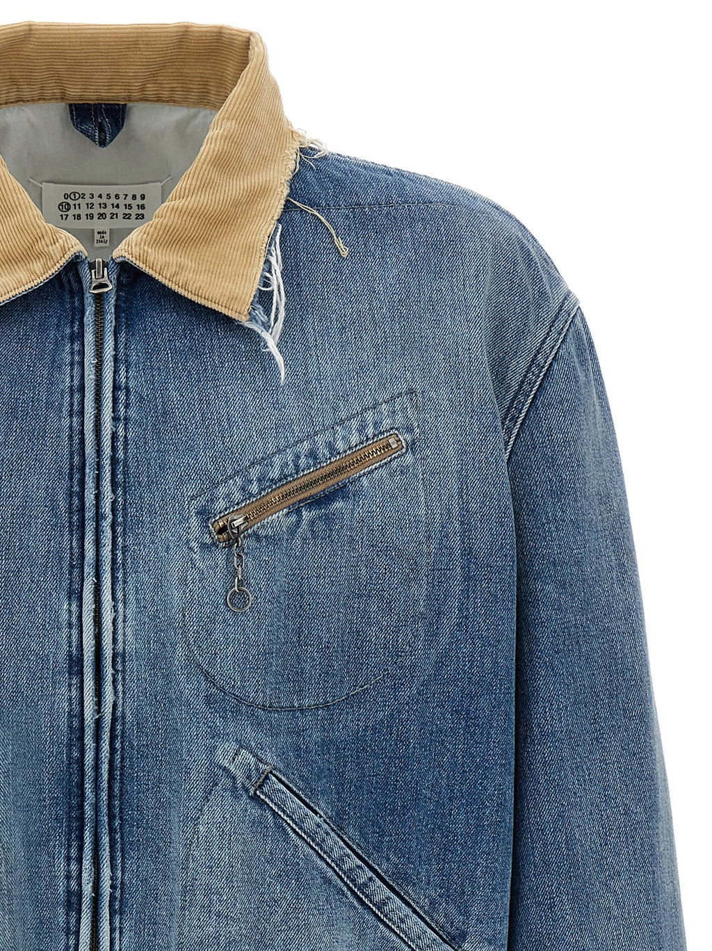Maison Margiela Men's Denim Blue Jean Jacket cotton w/cord collar trucker 52