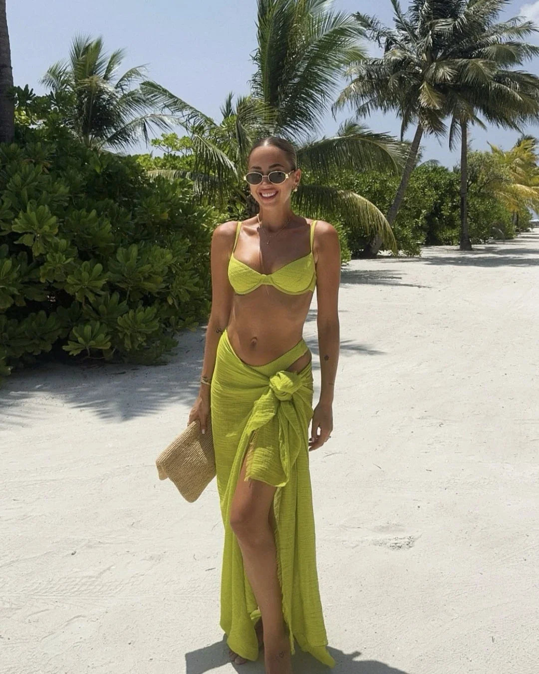 Paradiso three piece swimsuit bikini sarong skirt set padded