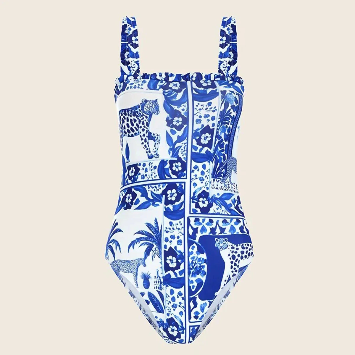 Vacay luxury two piece swimsuit set with cover up blue white one piece