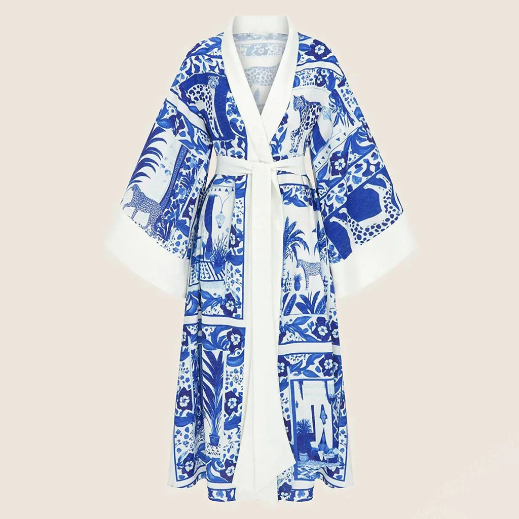Vacay luxury two piece swimsuit set with cover up blue white one piece