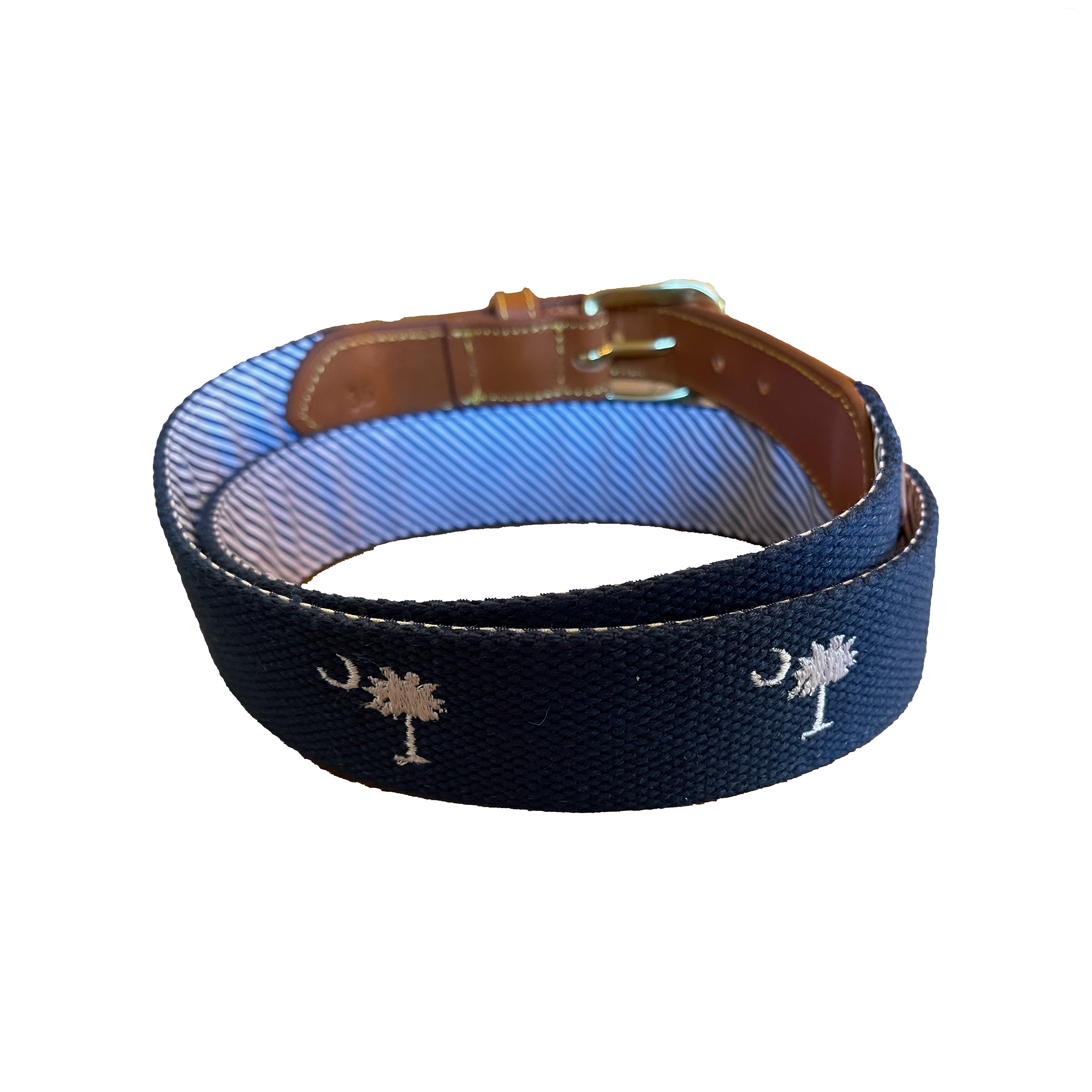 SC State Flag Belt Palmetto Moon on Cotton Web men's