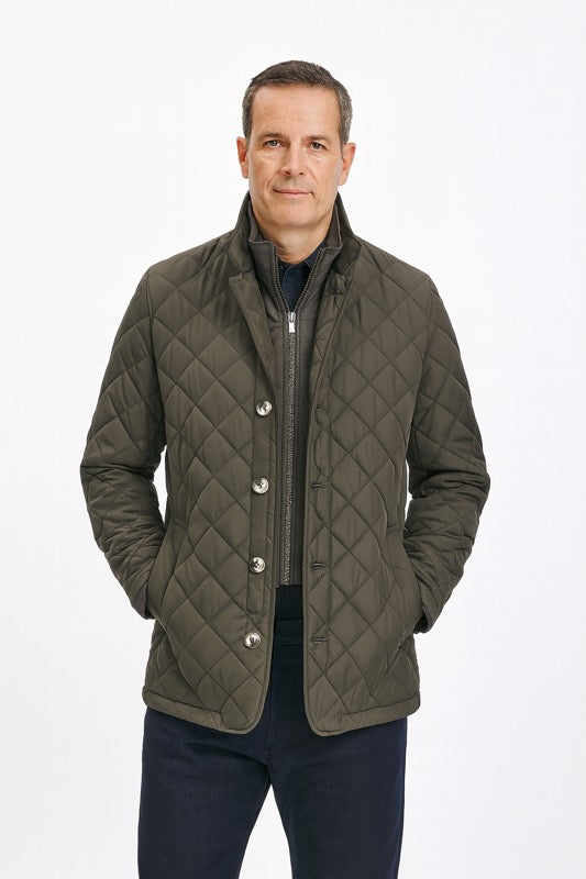 Dual-Layer Quilted Nylon Jacket - Gray Coat  Men's Coat