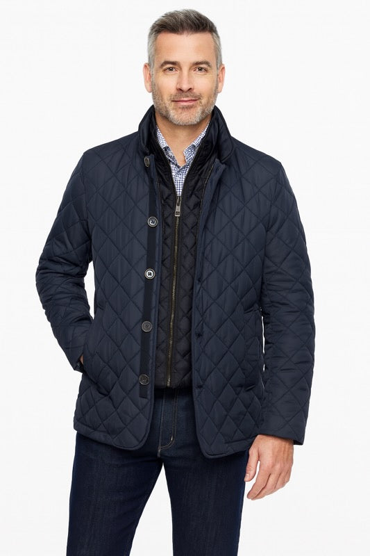 Dual-Layer Quilted Nylon Jacket - Navy Gionfriddo Italy Men's Quilted